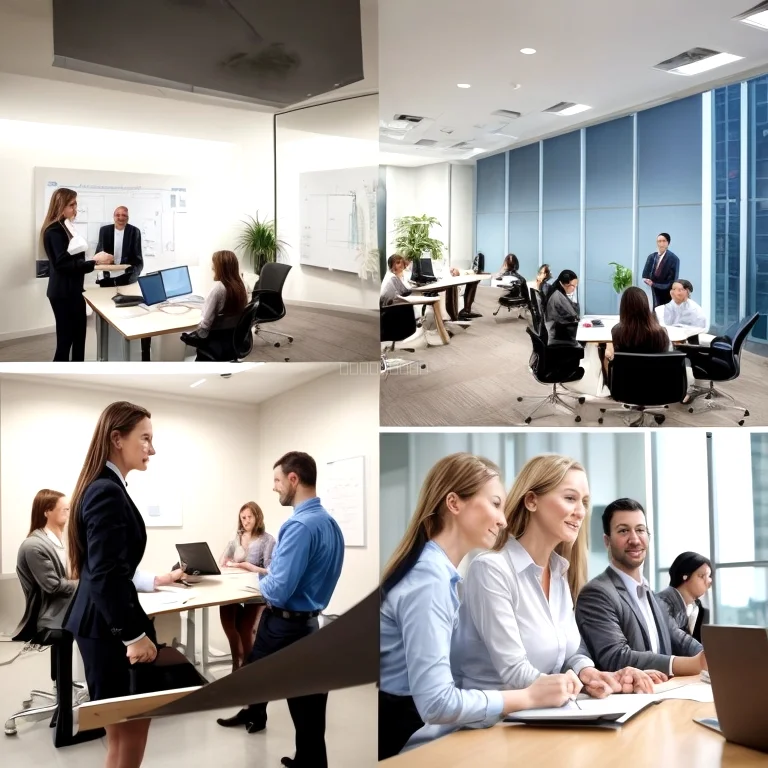 Trainer guiding corporate professionals